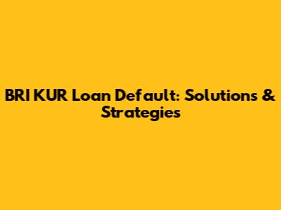 BRI KUR Loan Default: Solutions & Strategies