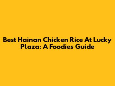 Best Hainan Chicken Rice At Lucky Plaza: A Foodie's Guide