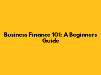 Business Finance 101: A Beginner's Guide