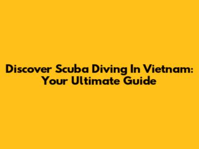 Discover Scuba Diving In Vietnam: Your Ultimate Guide