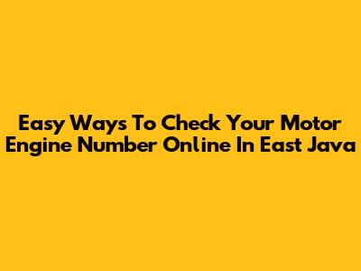 Easy Ways To Check Your Motor Engine Number Online In East Java