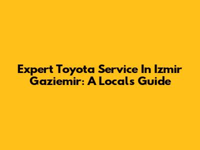 Expert Toyota Service In Izmir Gaziemir: A Local's Guide