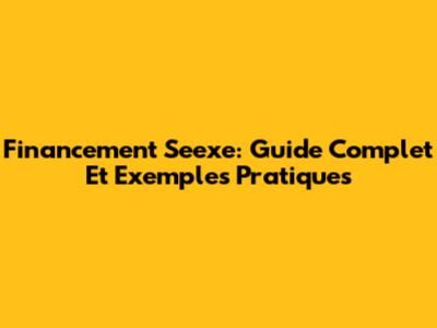 Financement Seexe: Guide Complet Et Exemples Pratiques