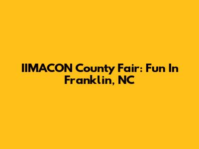 IIMACON County Fair: Fun In Franklin, NC