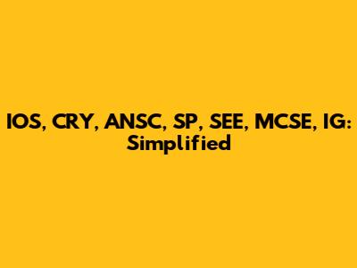 IOS, CRY, ANSC, SP, SEE, MCSE, IG: Simplified