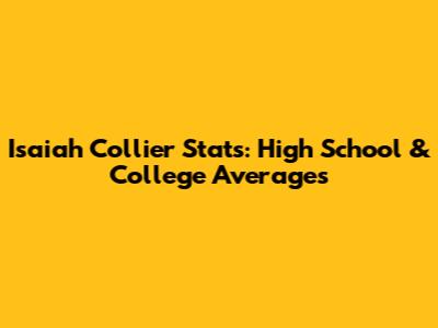 Isaiah Collier Stats: High School & College Averages