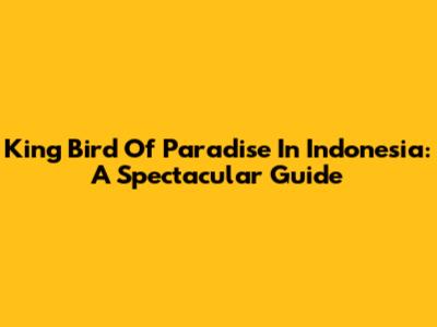 King Bird Of Paradise In Indonesia: A Spectacular Guide
