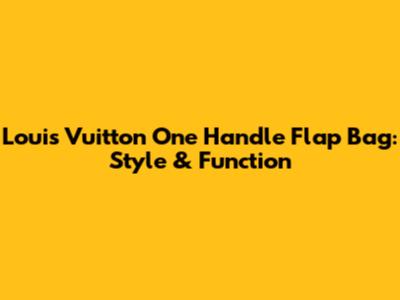 Louis Vuitton One Handle Flap Bag: Style & Function