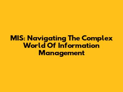 MIS: Navigating The Complex World Of Information Management