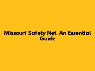 Missouri Safety Net: An Essential Guide