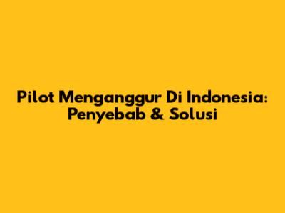 Pilot Menganggur Di Indonesia: Penyebab & Solusi