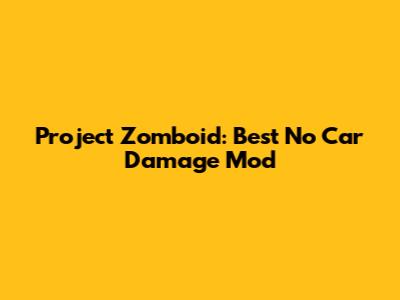 Project Zomboid: Best No Car Damage Mod