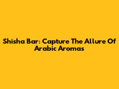Shisha Bar: Capture The Allure Of Arabic Aromas
